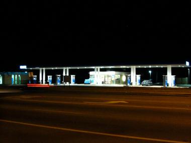 Gas station with attractive, responsible lighting.