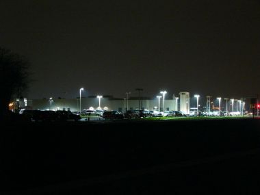 Auto dealership with responsible outdoor lighting.